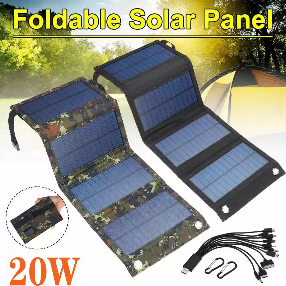 Solar panel unfolded in sunlight for charging