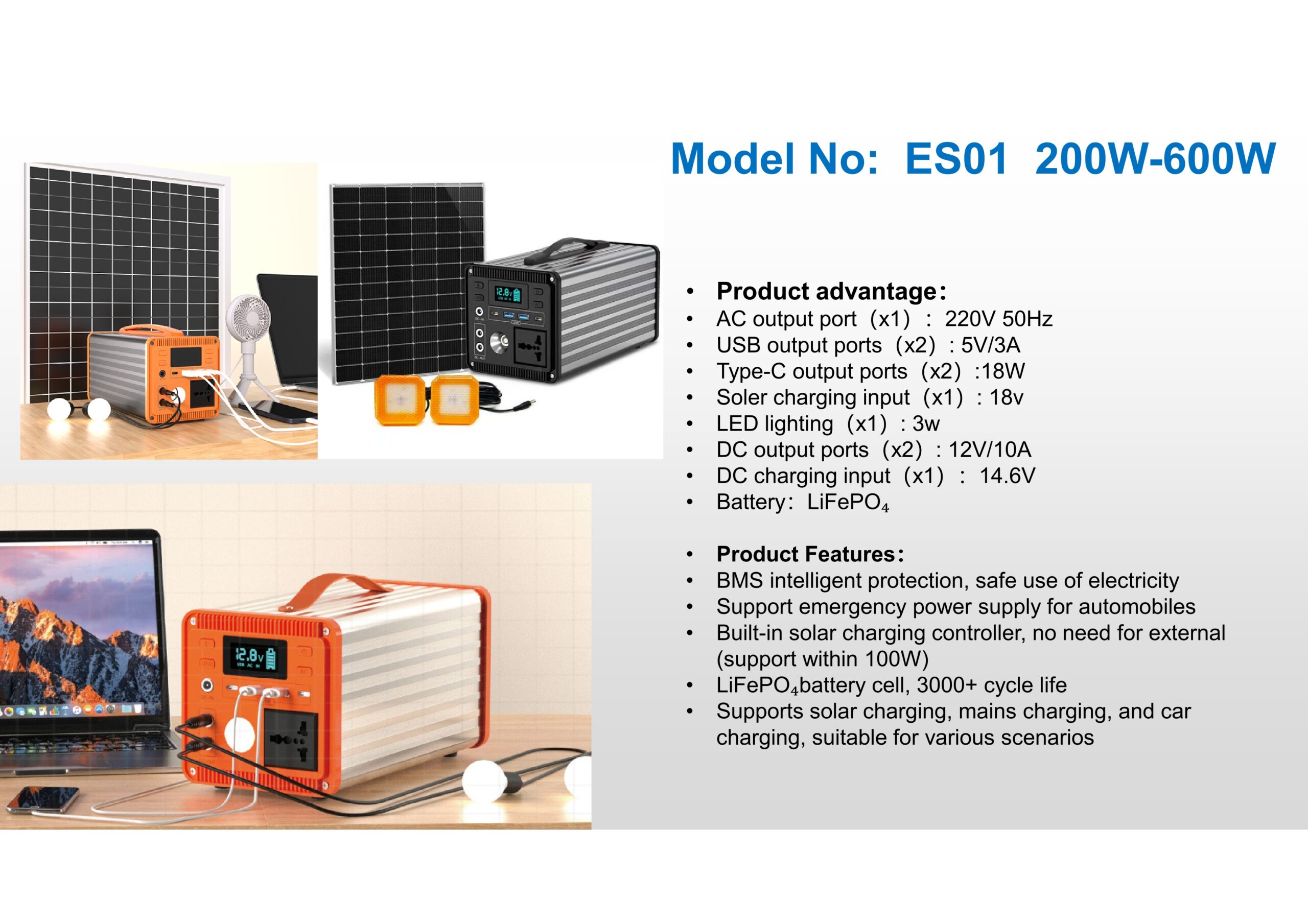 Portable power station used in outdoor camping setup